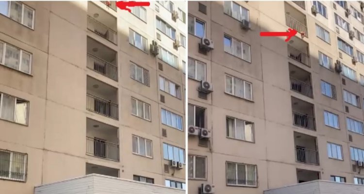 Алматыда 7-қабатта балконда салбырап тұрған 2 жасар баланы студент жігіт құтқарды