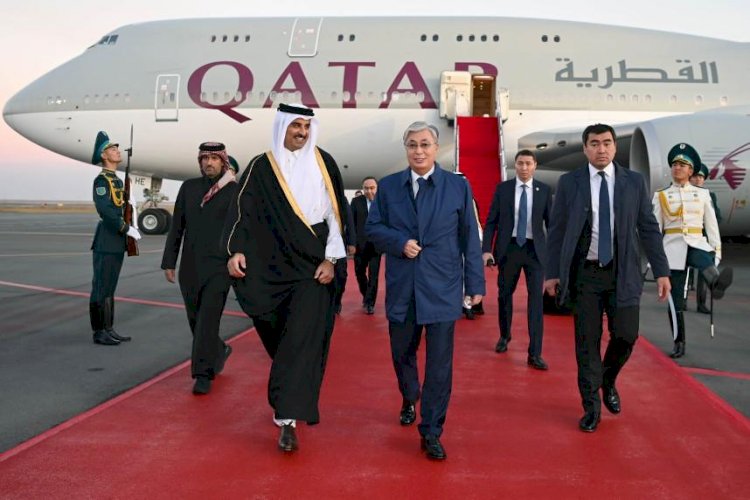 Президент Қатар Әмірі шейх Тәмим бен Хамад Әл Тәниді елорда әуежайында күтіп алды