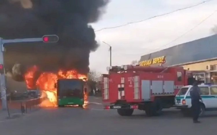 Алматы облысында жолаушылар автобусы жанып кетті
